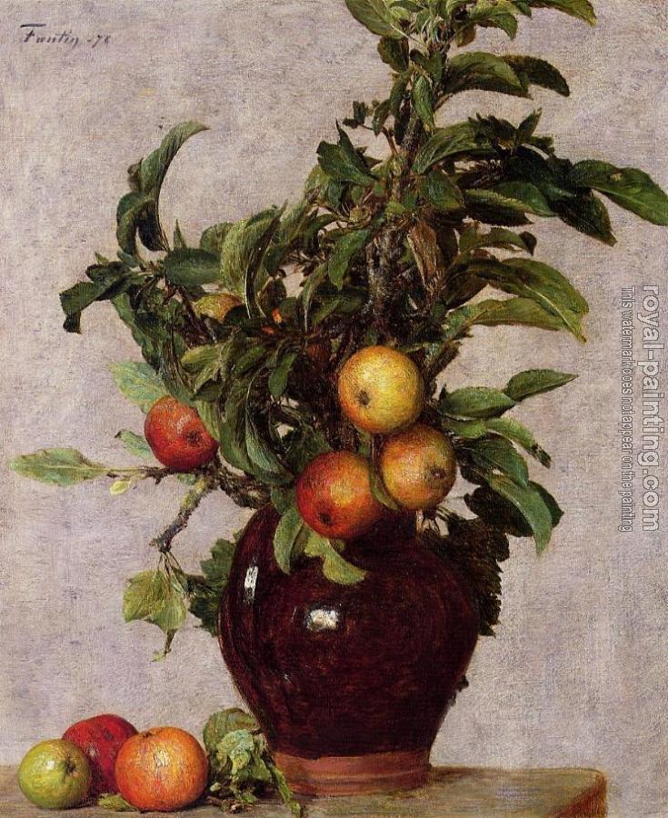 Henri Fantin-Latour : Vase with Apples and Foliage